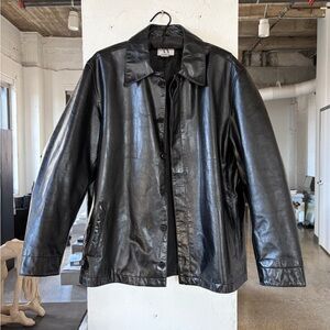 Giorgio Armani Exchange Black Leather Shirt Jacket Sz XL